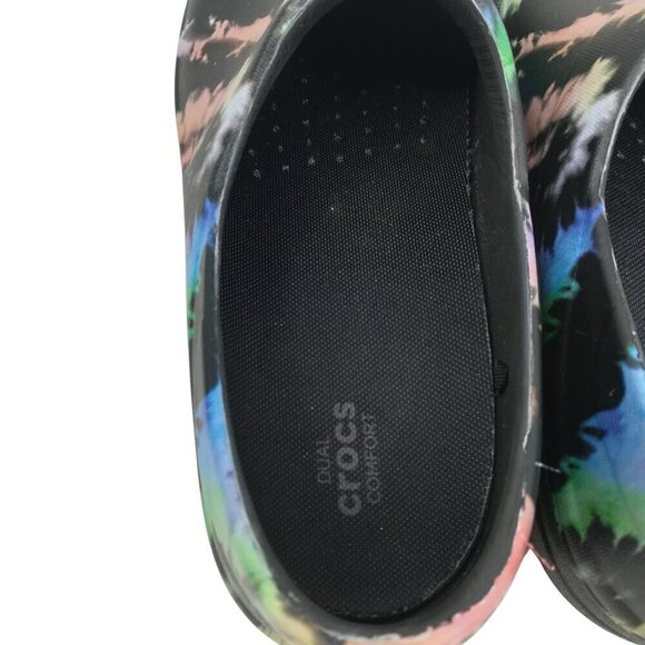 Crocs Neria Pro II Tie Dye Work Clogs Size 10 Womens Dual Comfort Black Pink - Picture 4 of 10
